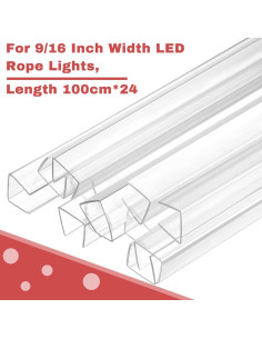 24 Piezas Canal PVC Claro 1.0 m Soporte Luz LED Neon Chunful 2