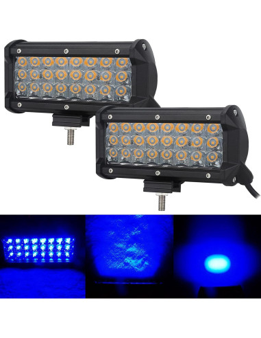AUXMOTEC Barra de Luz LED Azul 36W 7200Lm 12V 24V Off-Road