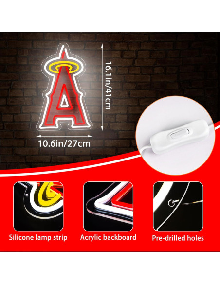 Luz de Neón LED Brineon Signo Béisbol 40.9x26.9cm