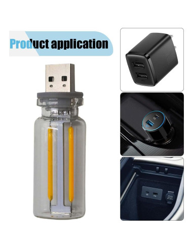 Luz de Ambiente Interior de Coche LED KITUREK USB Luz Cálida