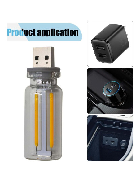 Luz de Ambiente Interior de Coche LED KITUREK USB Luz Cálida