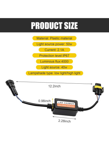 Decodificador LED H11 H8 H9 Polcatay 2 PCS Anti Parpadeo