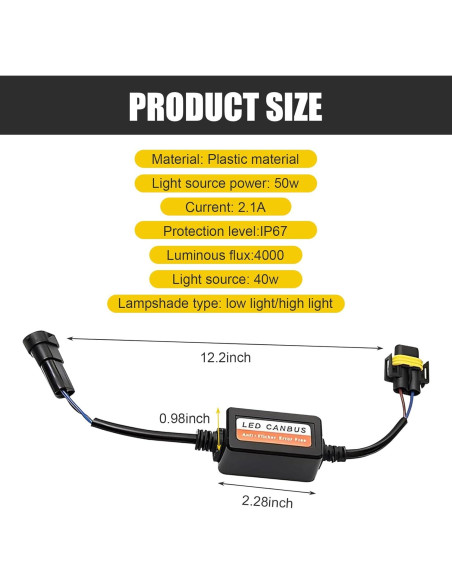 Decodificador LED H11 H8 H9 Polcatay 2 PCS Anti Parpadeo