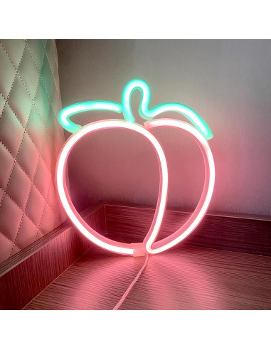 Luz de Neón LED Durazno HFHungkeong 23.5x20.9cm USB Coral
