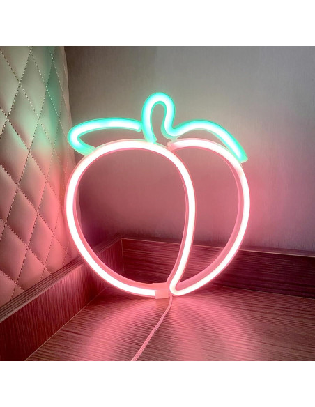 Luz de Neón LED Durazno HFHungkeong 23.5x20.9cm USB Coral