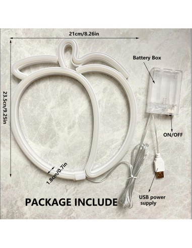 Luz de Neón LED Durazno HFHungkeong 23.5x20.9cm USB Coral