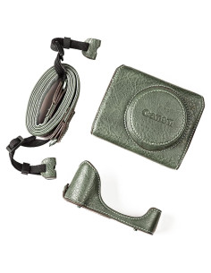 Funda de Cuero Vintage Rieibi para Cámara Canon G7X Verde