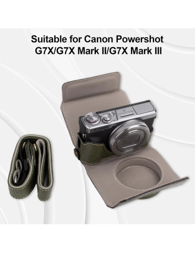 Funda de Cuero Vintage Rieibi para Cámara Canon G7X Verde