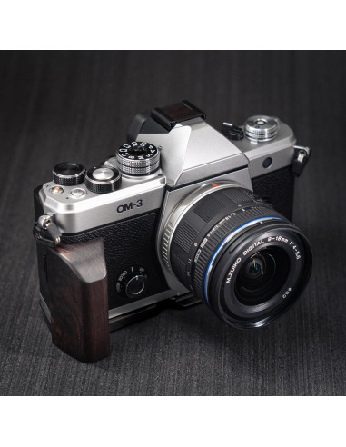 Mango de cámara en L Iborrys para OM System OM-3 madera negra