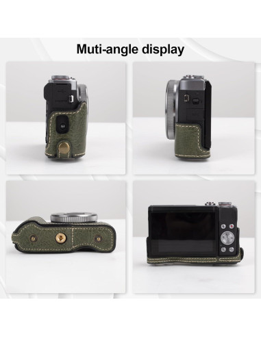 Funda de Cuero Vintage Rieibi para Cámara Canon G7X Verde