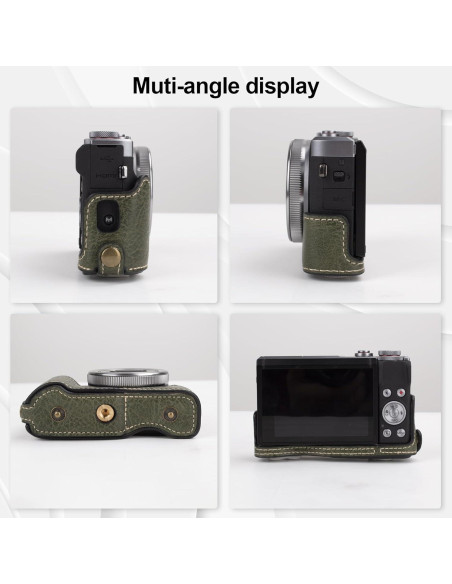 Funda de Cuero Vintage Rieibi para Cámara Canon G7X Verde