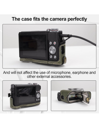 Funda de Cuero Vintage Rieibi para Cámara Canon G7X Verde