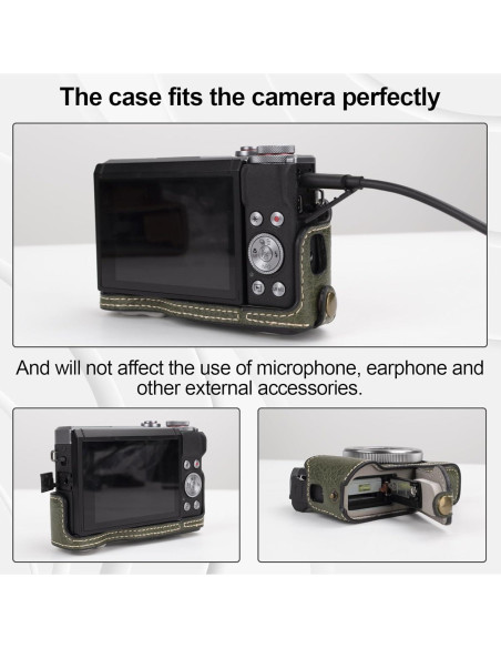 Funda de Cuero Vintage Rieibi para Cámara Canon G7X Verde