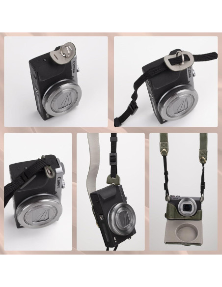 Funda de Cuero Vintage Rieibi para Cámara Canon G7X Verde