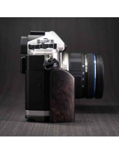 Mango de cámara en L Iborrys para OM System OM-3 madera negra