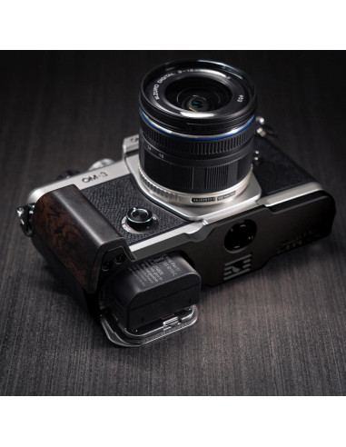 Mango de cámara en L Iborrys para OM System OM-3 madera negra