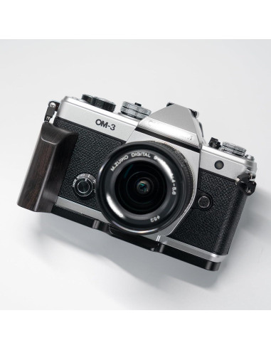 Mango de cámara en L Iborrys para OM System OM-3 madera negra