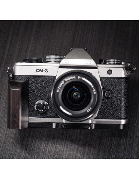 Mango de cámara en L Iborrys para OM System OM-3 madera negra