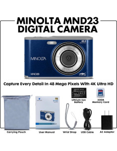 Cámara Digital Minolta MND23-BL 48MP 4K LCD 2.8" Azul 2