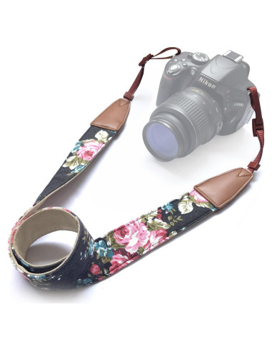 Correa de cámara ajustable Alled floral para DSLR y SLR