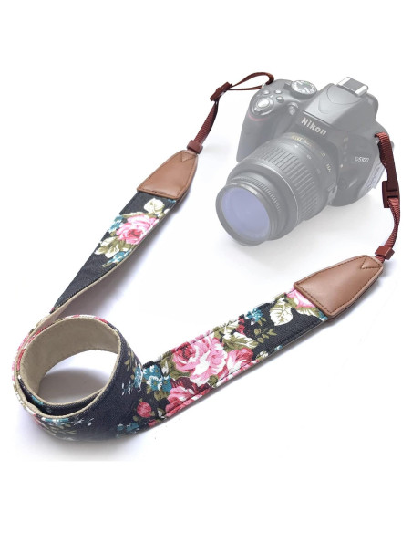 Correa de cámara ajustable Alled floral para DSLR y SLR