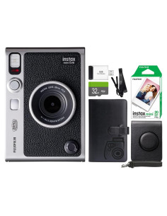 Cámara Instantánea Híbrida Fujifilm Instax Mini EVO Negra + 20 Películas + Estuche + Álbum + Micro SD 32GB