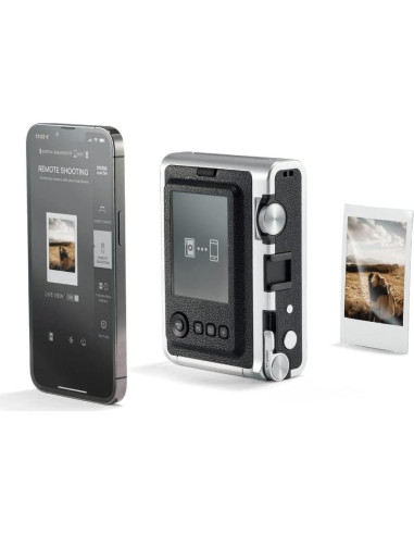 Cámara Instantánea Híbrida Fujifilm Instax Mini EVO Negra + 20 Películas + Estuche + Álbum + Micro SD 32GB