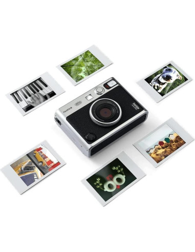 Cámara Instantánea Híbrida Fujifilm Instax Mini EVO Negra + 20 Películas + Estuche + Álbum + Micro SD 32GB