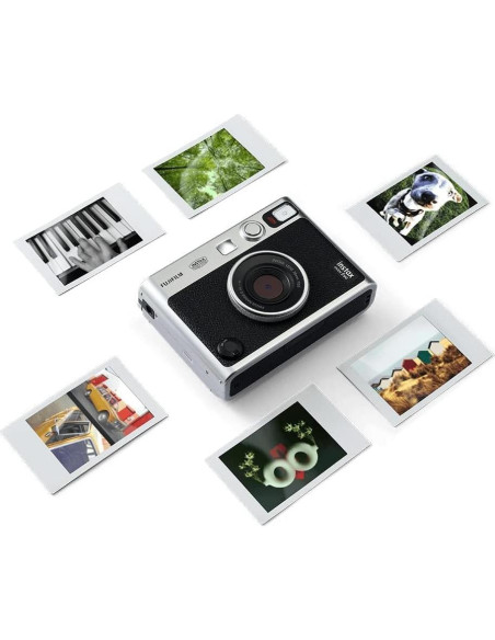 Cámara Instantánea Híbrida Fujifilm Instax Mini EVO Negra + 20 Películas + Estuche + Álbum + Micro SD 32GB
