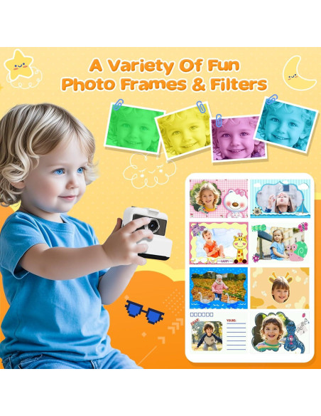 Cámara Instantánea para Niños CAMCLID M6 48MP 2.5K UHD Blanca