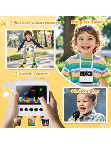 Cámara Instantánea para Niños CAMCLID M6 48MP 2.5K UHD Blanca