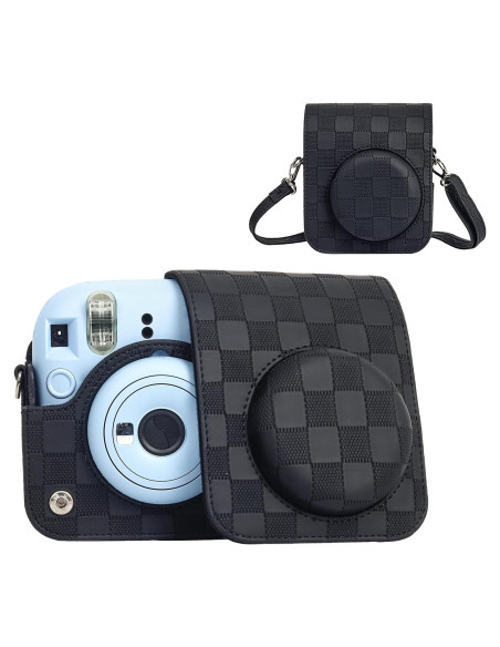 Funda de cámara Fujifilm Instax Mini 12 - Tablero de Ajedrez Negro