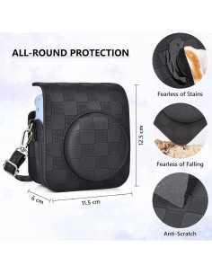 Funda de cámara Fujifilm Instax Mini 12 - Tablero de Ajedrez Negro 2
