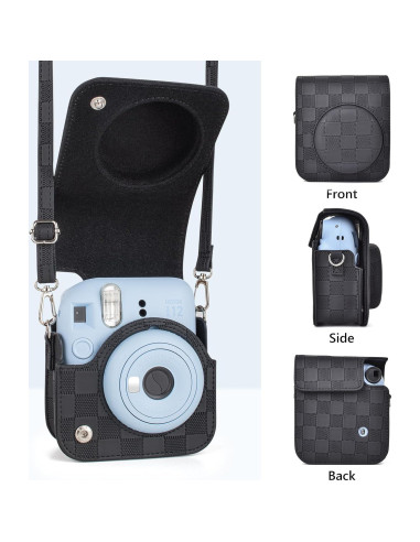Funda de cámara Fujifilm Instax Mini 12 - Tablero de Ajedrez Negro