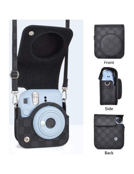 Funda de cámara Fujifilm Instax Mini 12 - Tablero de Ajedrez Negro