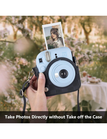 Funda de cámara Fujifilm Instax Mini 12 - Tablero de Ajedrez Negro