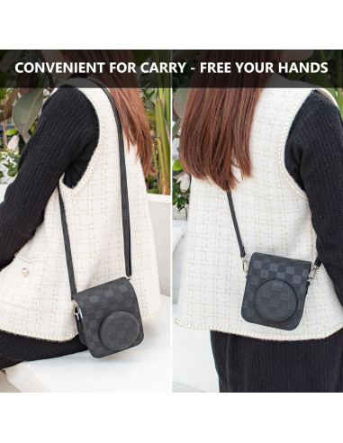 Funda de cámara Fujifilm Instax Mini 12 - Tablero de Ajedrez Negro