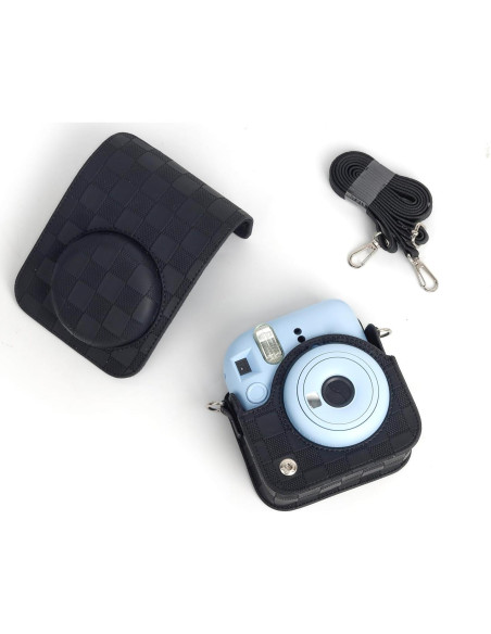 Funda de cámara Fujifilm Instax Mini 12 - Tablero de Ajedrez Negro