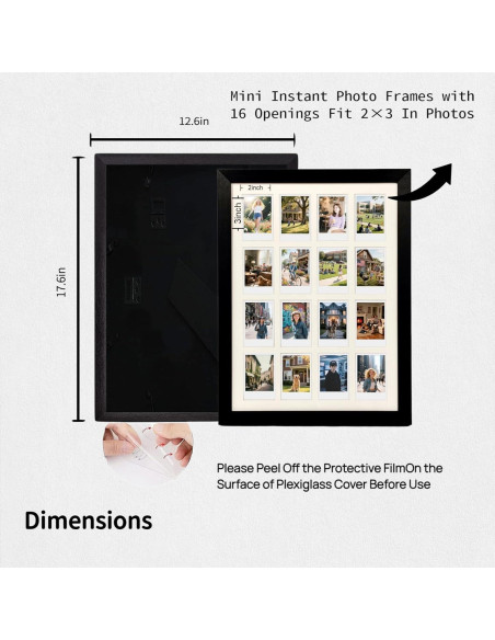 Marco Collage Comtraker para Fotos Polaroid 16 Aperturas Negro