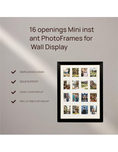 Marco Collage Comtraker para Fotos Polaroid 16 Aperturas Negro