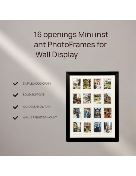 Marco Collage Comtraker para Fotos Polaroid 16 Aperturas Negro