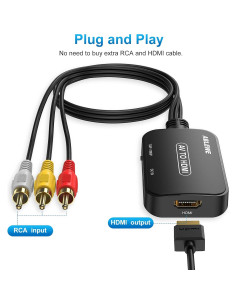 Convertidor RCA a HDMI ABLEWE 720P/1080P con Cables Incluidos 2