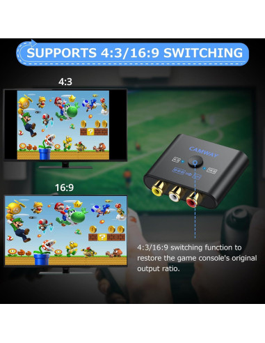 Convertidor RCA a HDMI CAMWAY 1080P Soporta PAL/NTSC