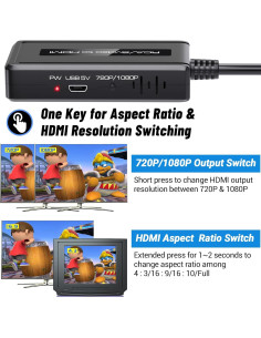 Convertidor RCA S-Video a HDMI Bcrokory 720P/1080P 2