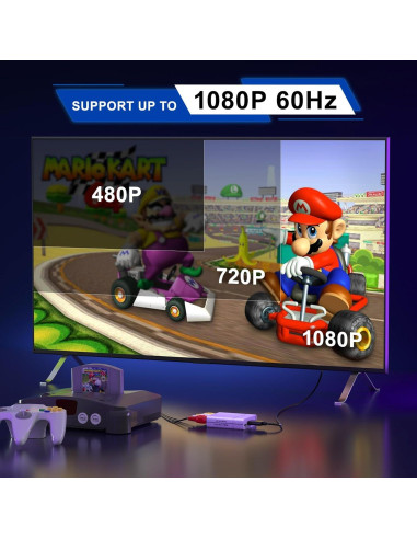 Convertidor RCA a HDMI Portta 1080P, Adaptador AV a Digital