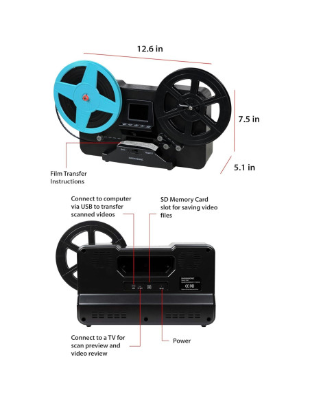 Escáner de película Magnasonic FS81, digitaliza Super 8/8mm