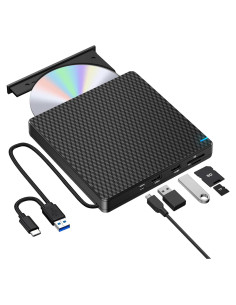 Unidad Externa de CD/DVD Guamar USB 3.0 Tipo C 5 en 1