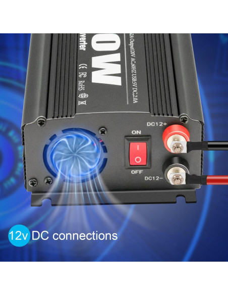 Inversor de Potencia 600W TVNIKD DC 12V a AC 110V con 2 USB
