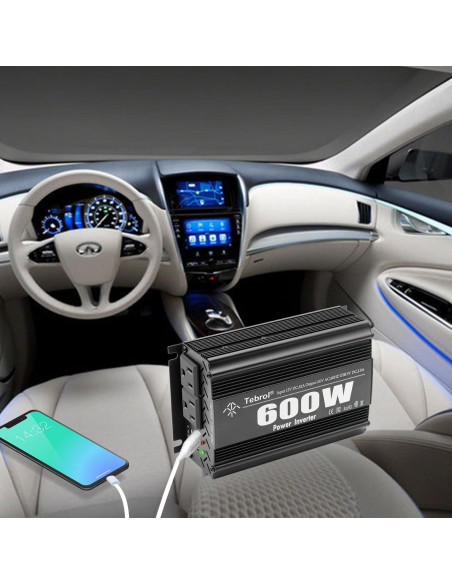 Inversor de Potencia 600W TVNIKD DC 12V a AC 110V con 2 USB