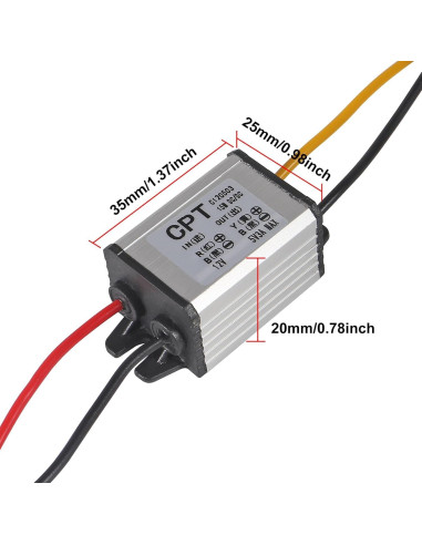 Convertidor DC 12V a 5V 3A 15W ALAMSCN A Prueba de Agua